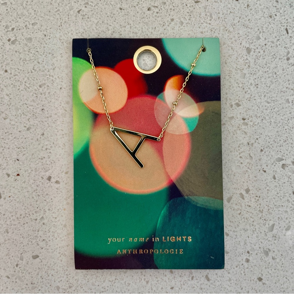 Anthropologie Letter “A” Gold Monogram Necklace - A Pendant